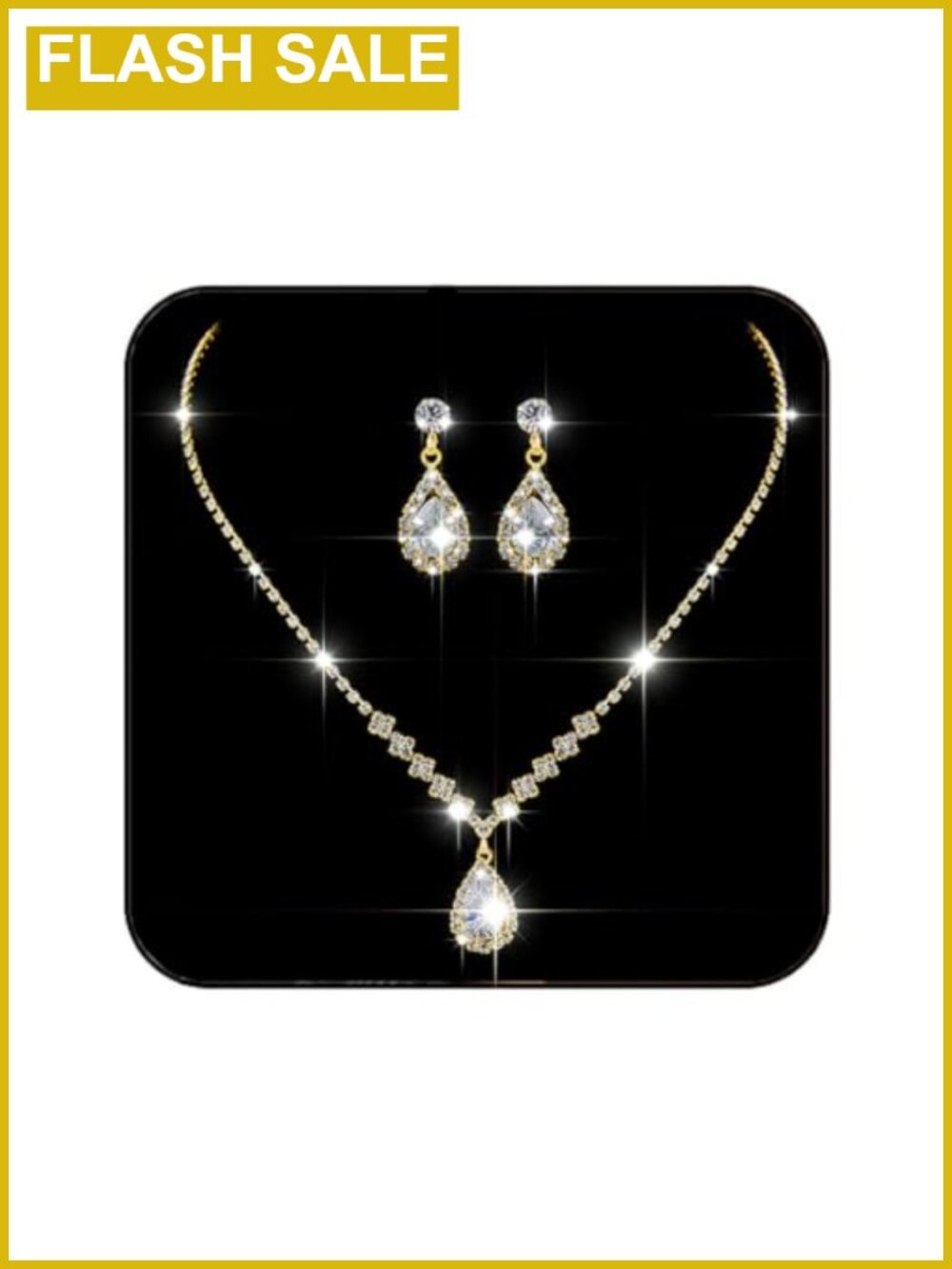 Crystal Rhinestone Necklace Earrings Jewelry Set Prom Wedding Bridal
